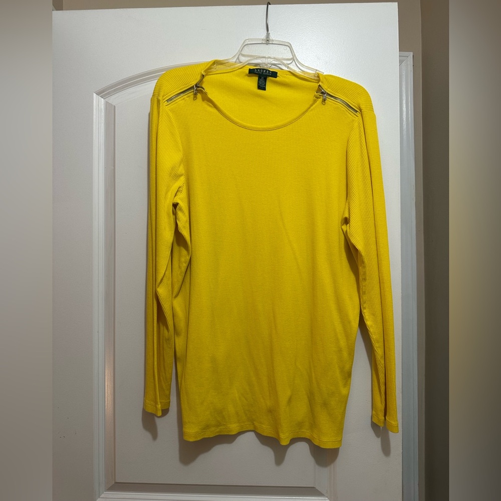 Ralph Lauren Yellow Summer Thermo Shirt Zipper Shoulder Size 2XL